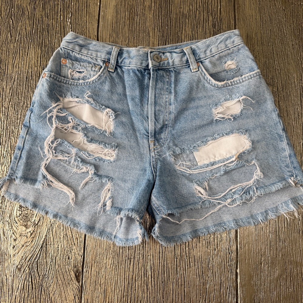 Free People We The Free Women's High Rise Cut Off Distressed Denim Shorts Sz 27